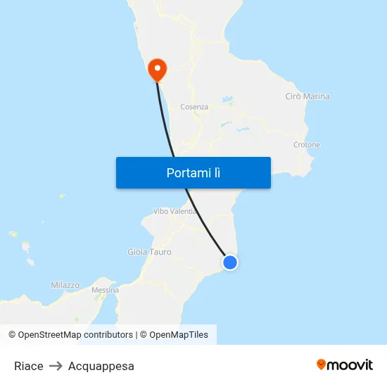 Riace to Acquappesa map