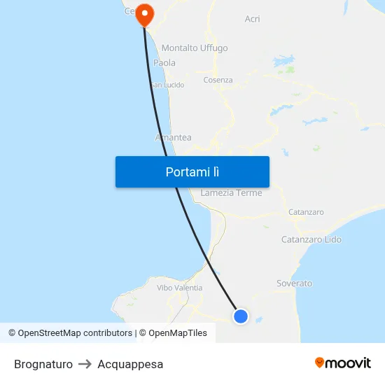 Brognaturo to Acquappesa map