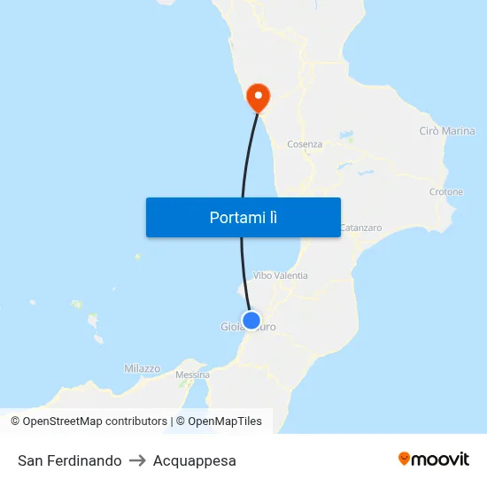 San Ferdinando to Acquappesa map