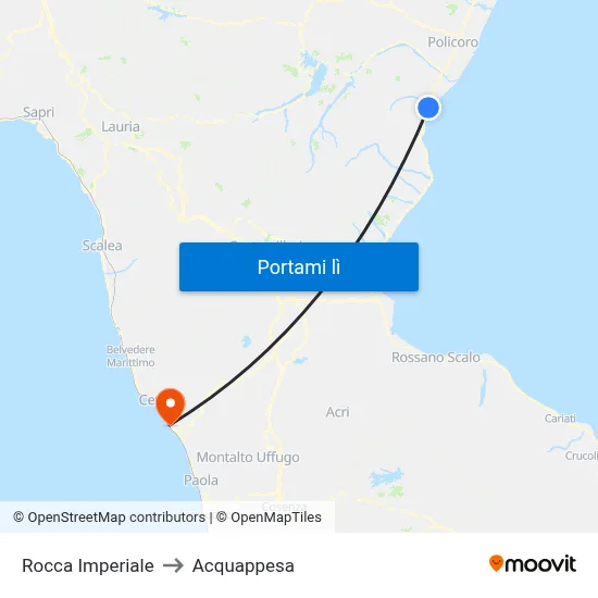 Rocca Imperiale to Acquappesa map