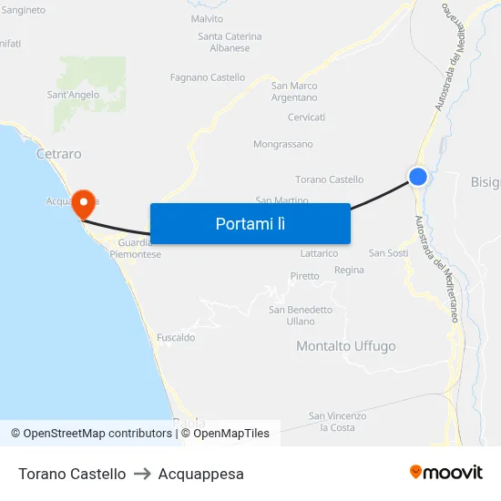 Torano Castello to Acquappesa map