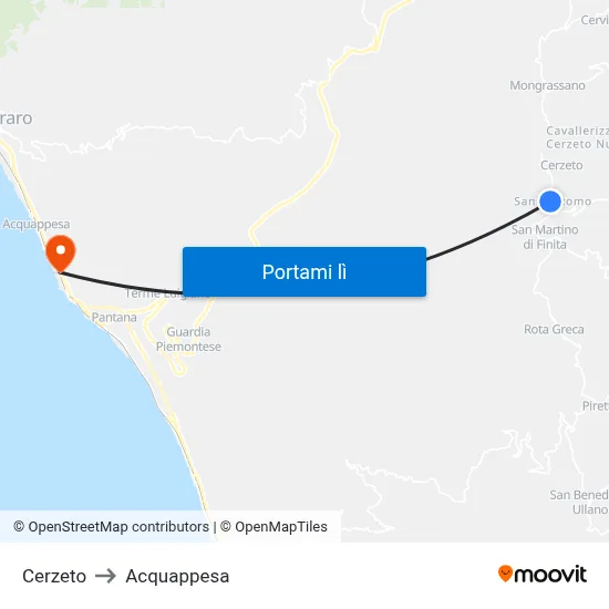 Cerzeto to Acquappesa map