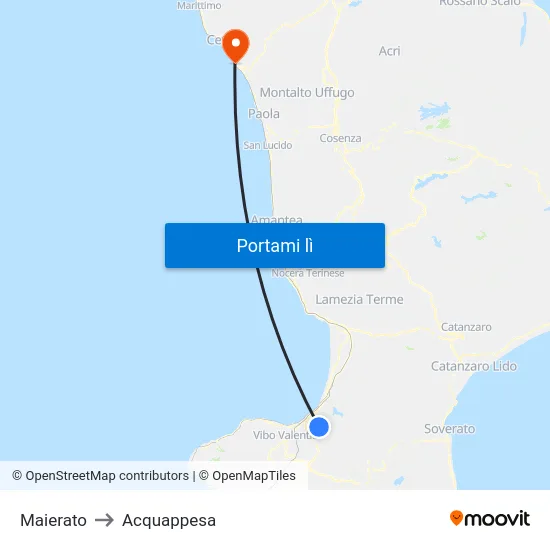 Maierato to Acquappesa map