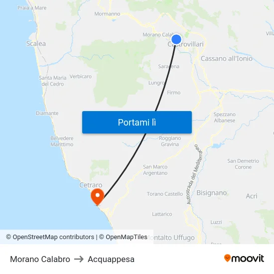 Morano Calabro to Acquappesa map