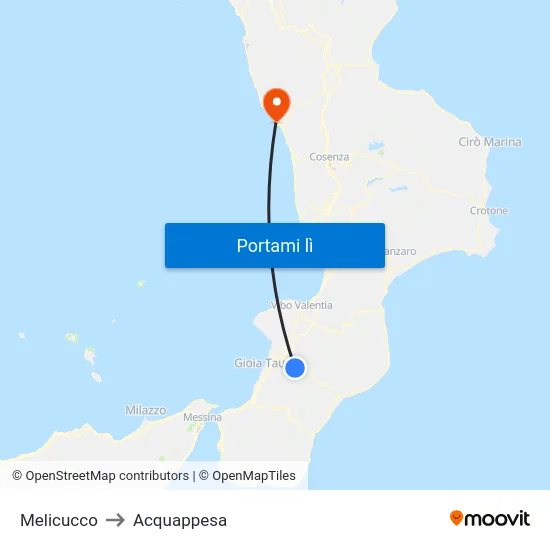 Melicucco to Acquappesa map