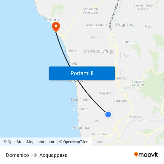 Domanico to Acquappesa map