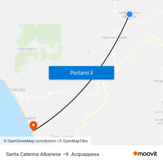 Santa Caterina Albanese to Acquappesa map