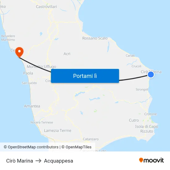 Cirò Marina to Acquappesa map