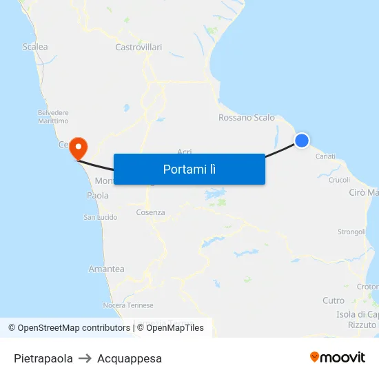 Pietrapaola to Acquappesa map