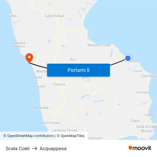 Scala Coeli to Acquappesa map