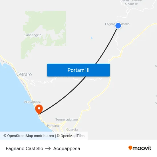 Fagnano Castello to Acquappesa map