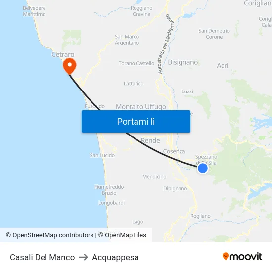 Casali Del Manco to Acquappesa map