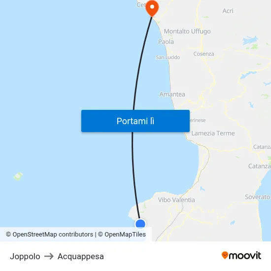 Joppolo to Acquappesa map