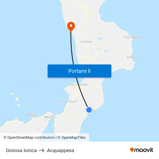 Gioiosa Ionica to Acquappesa map