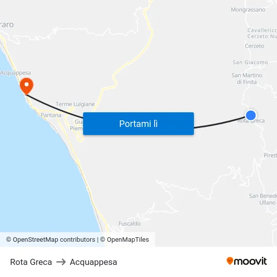 Rota Greca to Acquappesa map