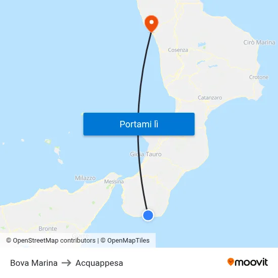 Bova Marina to Acquappesa map