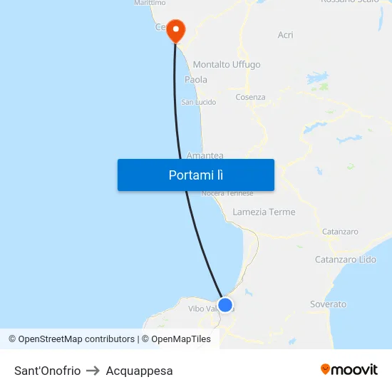 Sant'Onofrio to Acquappesa map