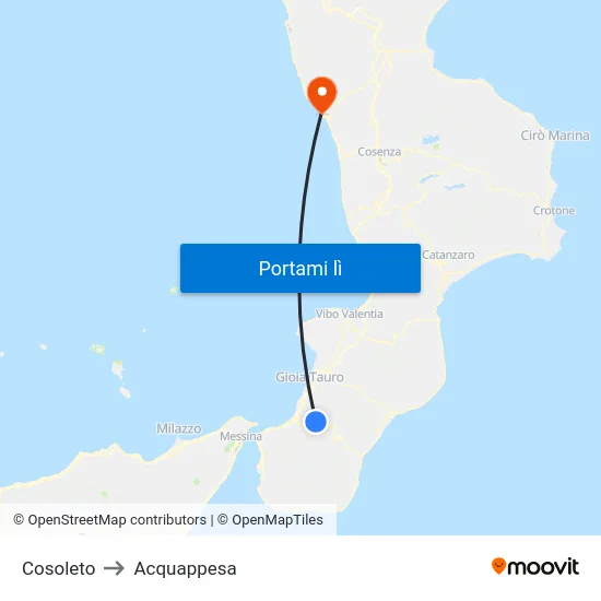 Cosoleto to Acquappesa map