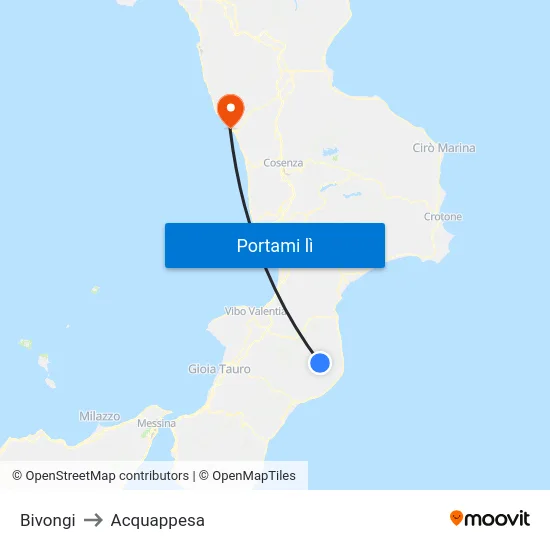 Bivongi to Acquappesa map