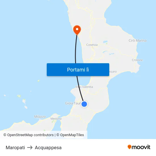 Maropati to Acquappesa map