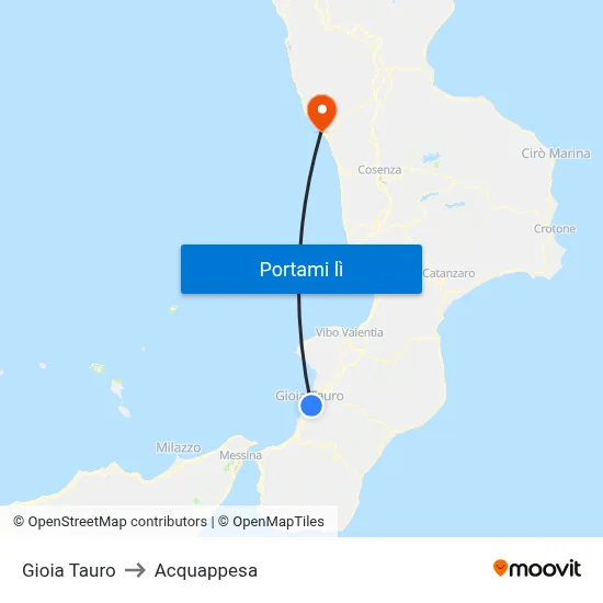 Gioia Tauro to Acquappesa map