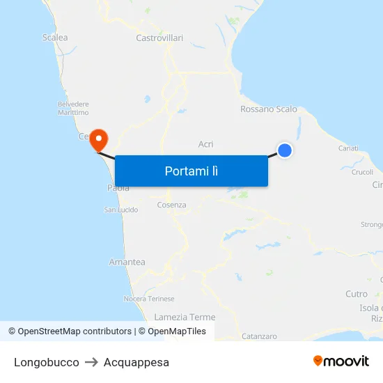 Longobucco to Acquappesa map