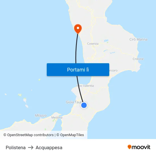 Polistena to Acquappesa map