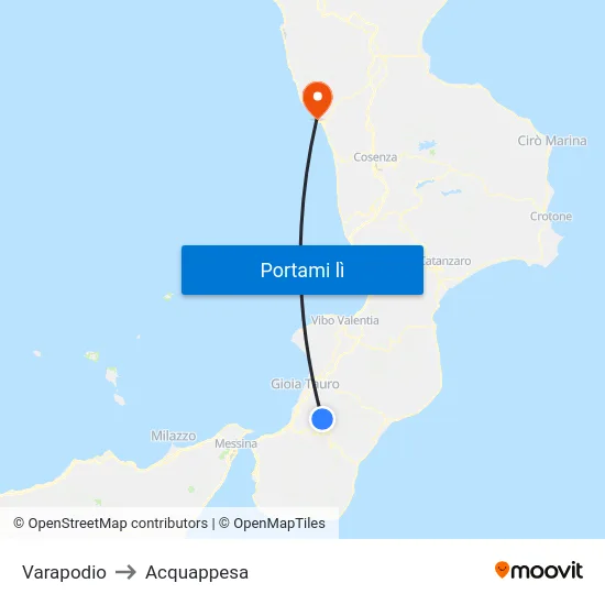 Varapodio to Acquappesa map