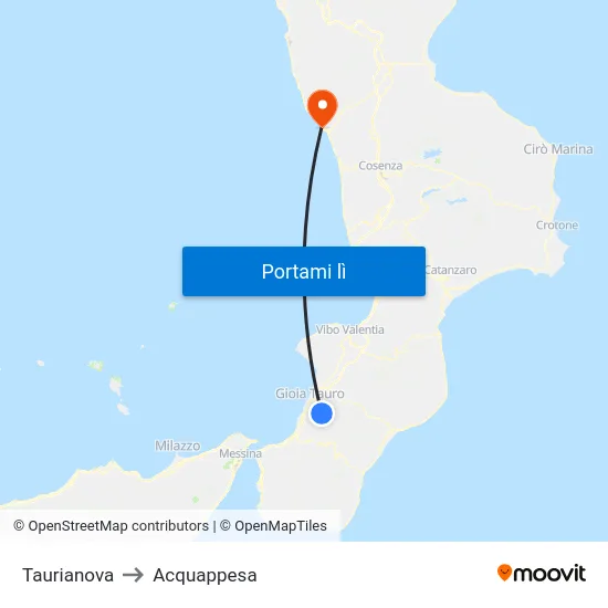 Taurianova to Acquappesa map