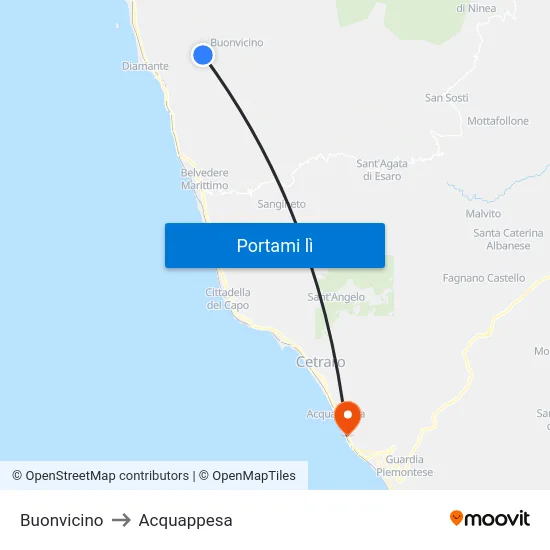 Buonvicino to Acquappesa map