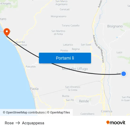 Rose to Acquappesa map