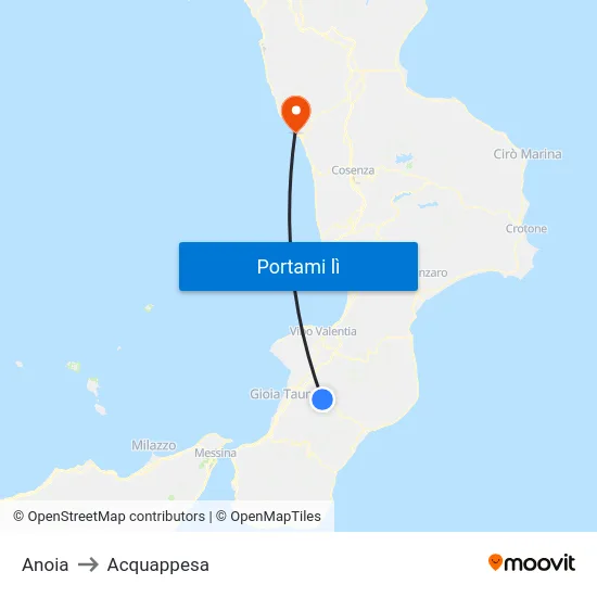 Anoia to Acquappesa map