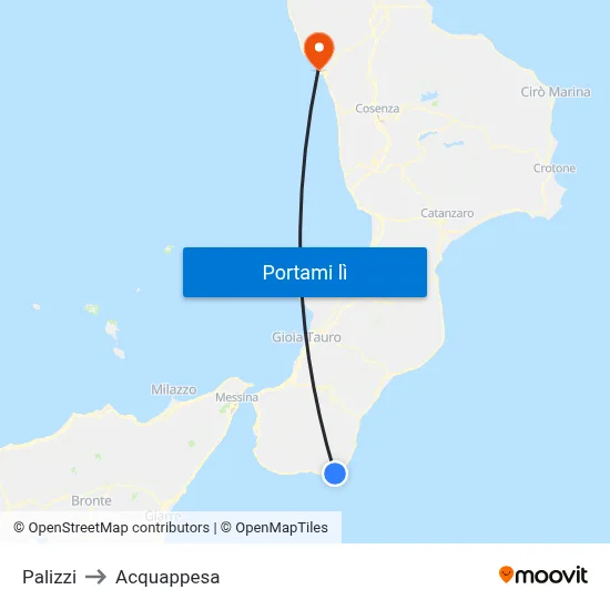 Palizzi to Acquappesa map