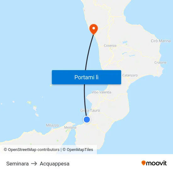Seminara to Acquappesa map