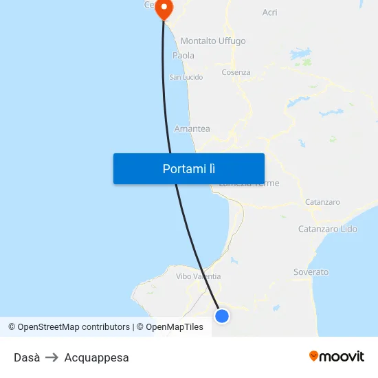 Dasà to Acquappesa map