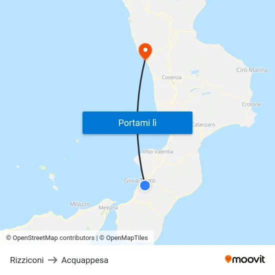 Rizziconi to Acquappesa map
