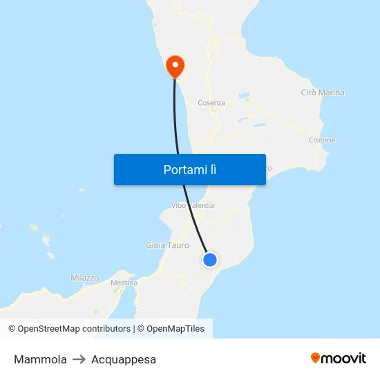 Mammola to Acquappesa map