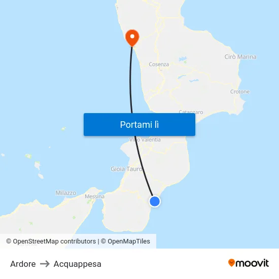 Ardore to Acquappesa map