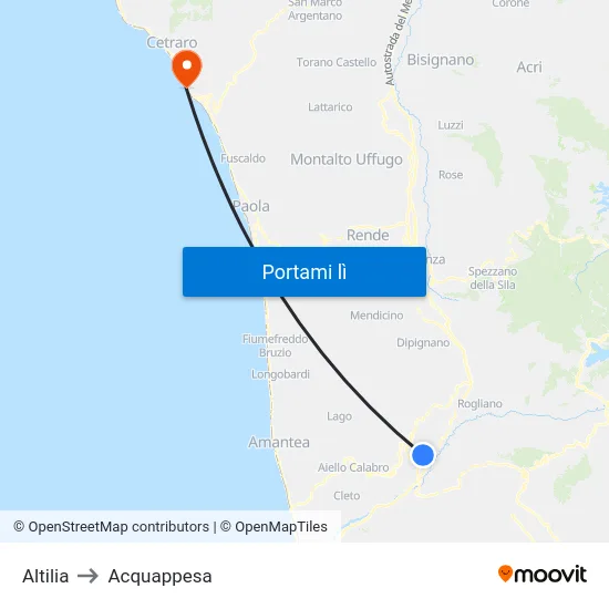 Altilia to Acquappesa map