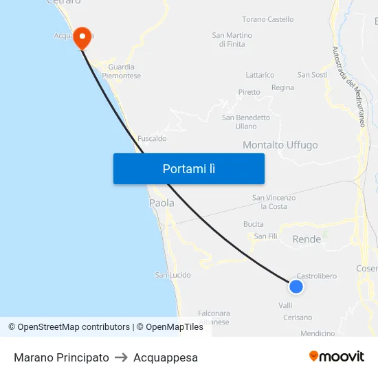 Marano Principato to Acquappesa map