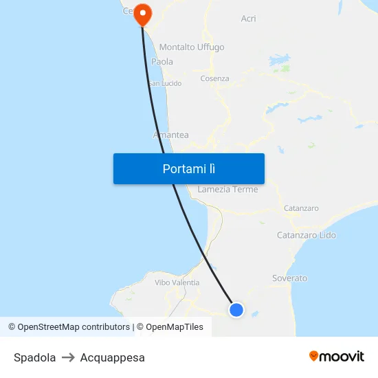 Spadola to Acquappesa map