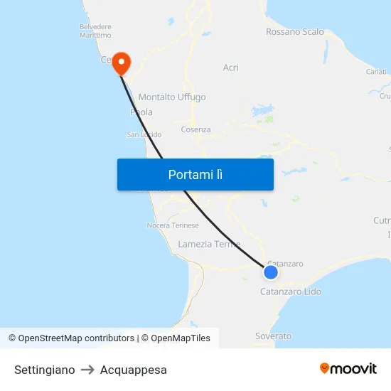 Settingiano to Acquappesa map