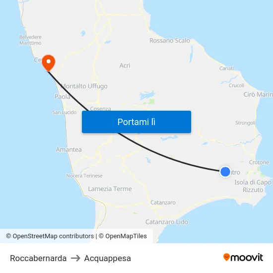 Roccabernarda to Acquappesa map