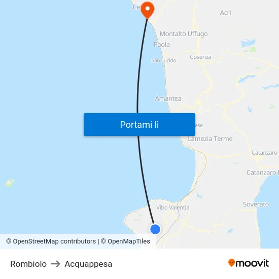 Rombiolo to Acquappesa map