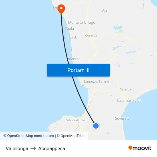 Vallelonga to Acquappesa map