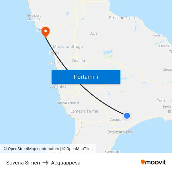 Soveria Simeri to Acquappesa map