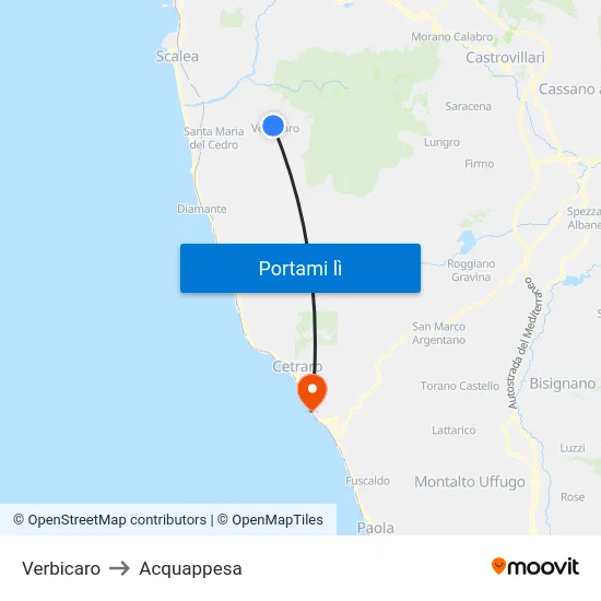 Verbicaro to Acquappesa map
