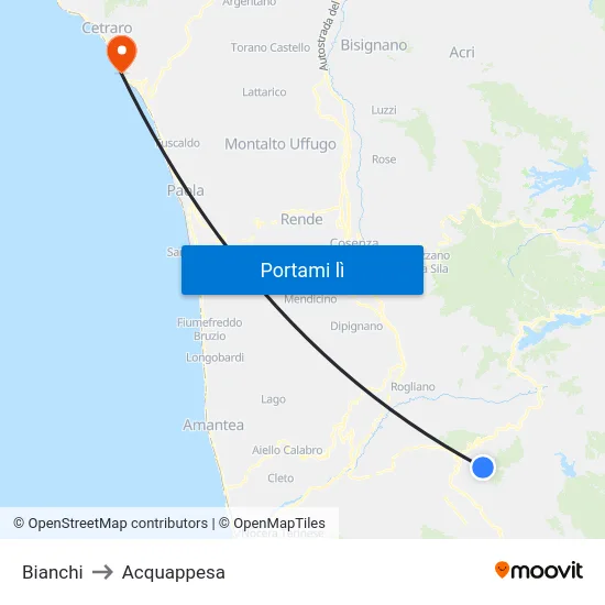 Bianchi to Acquappesa map