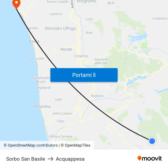 Sorbo San Basile to Acquappesa map