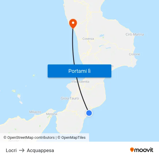 Locri to Acquappesa map